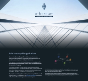 Screenshot Ethereum als Beispiel eines Blockchain Unternehmens